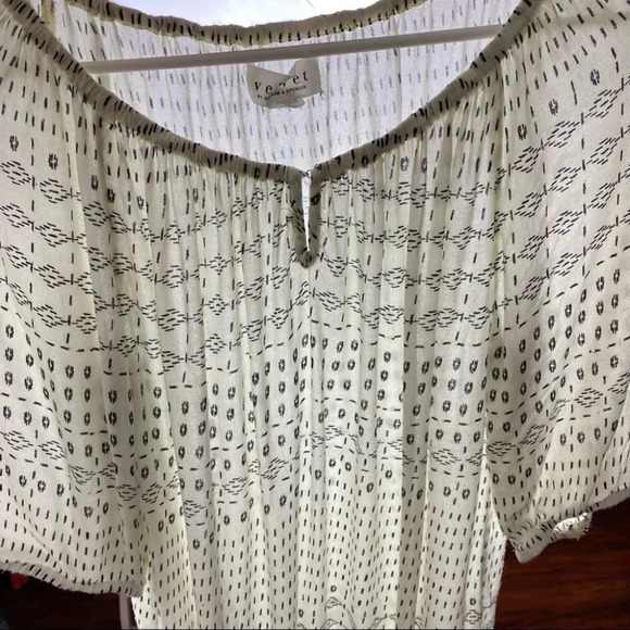 Velvet x Graham & Spencer Ivory Printed Boho Peasant Viscose Blouse Womens XS - Picture 10 of 11